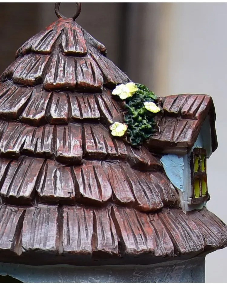 whimsical resin birdhouse cottage for enchanting outdoor garden & patio decor