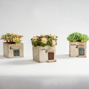 handmade ceramic cafe house succulent planter breathable indoor outdoor pot
