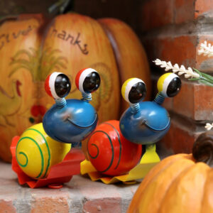 vibrant metal snail figurines whimsical outdoor garden & patio wall decor