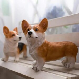 realistic corgi dog figurine ornament for home & garden decor