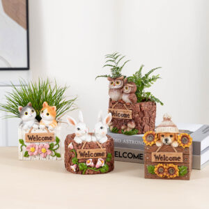cute animal resin succulent planters | decorative owl, rabbit, cat, dog pots