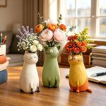 Adorable Resin Cat Flower Vases for Home Desktop Decor