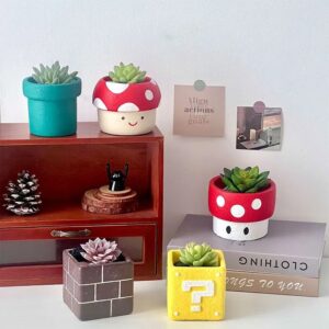 cute cartoon cement succulent planters set for desktop & balcony decor gifts