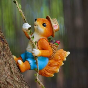 cute climbing squirrel garden statue outdoor wall art decor for patio
