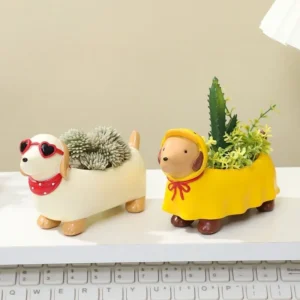 cute dachshund resin succulent planter pot
