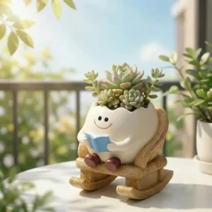 cute egg rocking chair resin succulent planter for desktop