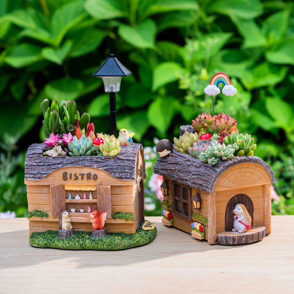 Forest Cabin Succulent Planter Mini House Pot Decor