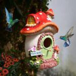 Mushroom Birdhouse Fairy Garden Decor for Outdoor and Indoor