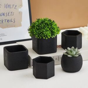 modern nordic minimalist succulent pots set small textured black planters