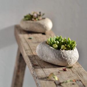 unique irregular pebble succulent planter natural stone style pot