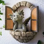 Whimsical Cute Dragon Resin Garden Door and Window Statues