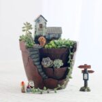 Resin Succulent Planter with Miniature Landscape Tiered