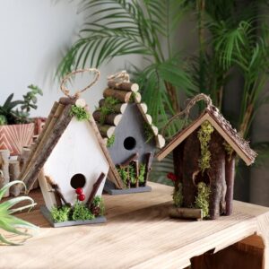 handcrafted rustic wooden birdhouse garden decor natural forest style ornament
