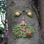 Unique Resin Tree Face Garden Decor with Luminous Pipe Eyes