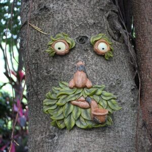 unique resin tree face garden decor with luminous pipe eyes