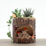 Woodland Animal Tree Stump Succulent Planter Desktop Decor