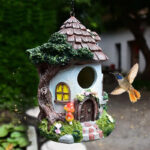 Resin Birdhouse Cottage for Enchanting and Patio Decor