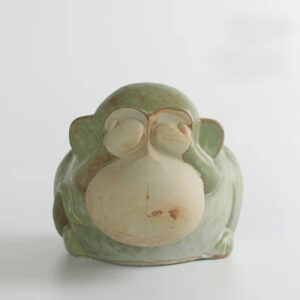 Large Green Monkey Ceramic Planter