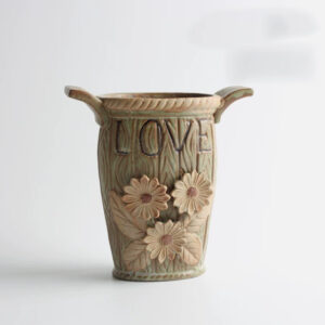 Vintage Green LOVE Flower Pot