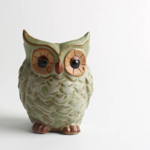 Medium Vintage Green Owl Planter