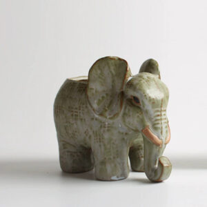 Medium Vintage Green Elephant Pot