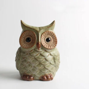 Large Vintage Green Owl Planter