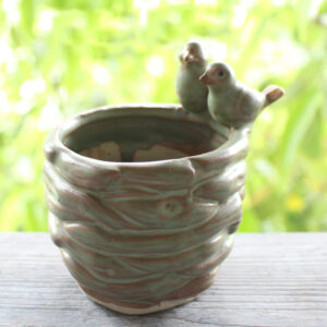 Vintage Bird Nest Ceramic Planter