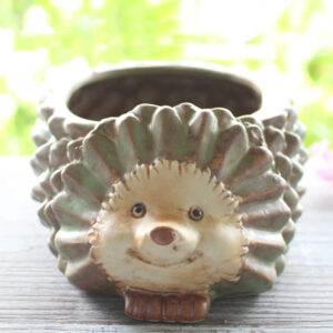 Large Green Hedgehog Ceramic Planter