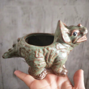 Vintage Green Triceratops Planter