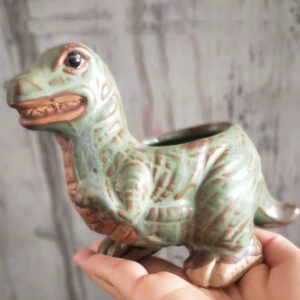 Vintage Green T-Rex Succulent Pot