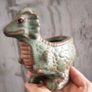 Vintage Green Allosaurus Succulent Pot