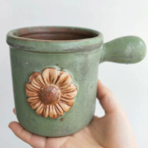 Green Mug Shaped Flower Planter