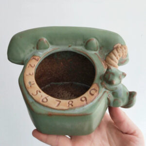 Vintage Green Phone Cat Planter