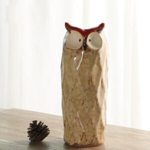 Tall Red-Ear Owl Vase