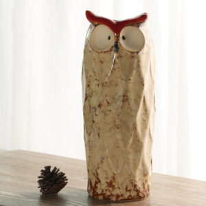 Large Tall Red-Ear Owl Vase
