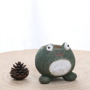 Textured Green Frog Planter with Hole