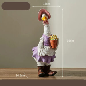 Flower Pot Duck Figurine 14.2in