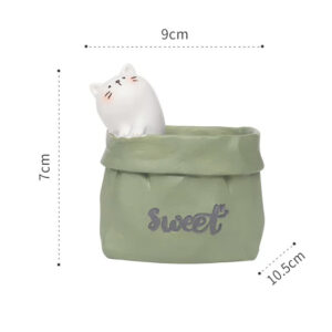 Green Paper Bag Cat Planter