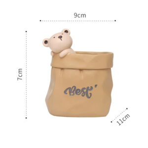 Tan Paper Bag Bear Planter