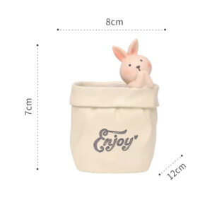 Cream Paper Bag Rabbit Planter