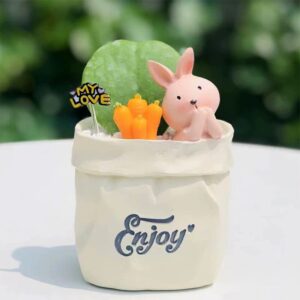 Cream Rabbit Carrot Planter Set