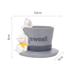 Gray Top Hat Rabbit Planter
