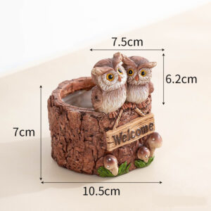 Owl Mushroom Tree Stump Planter