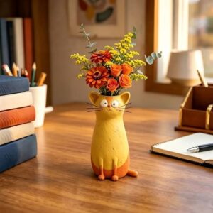 Yellow Desktop Cat Planter