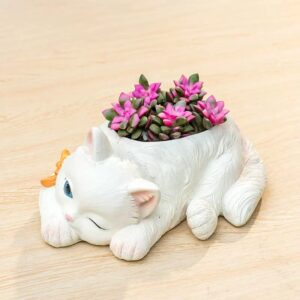 Resting Cat Pink Succulent Pot