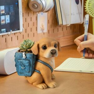 Sitting Labrador Blue Backpack Planter