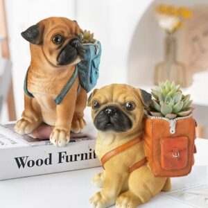 Pug Duo Backpack Planter Set