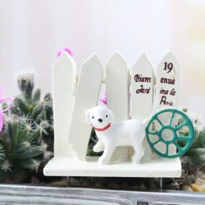 White Dog Picket Fence Decor