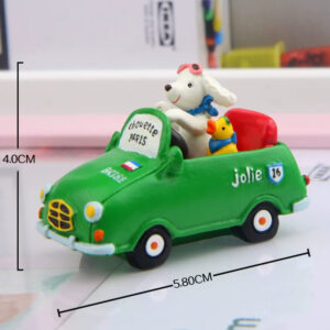Green Car Dog Driver Figurine