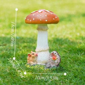 Brown Mushroom Rabbit Hedgehog 7.09in
